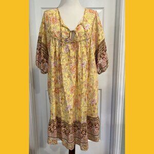 Gaovot Short and Flowy Boho Dress, Yellow & Orange Floral, Size M, NWT